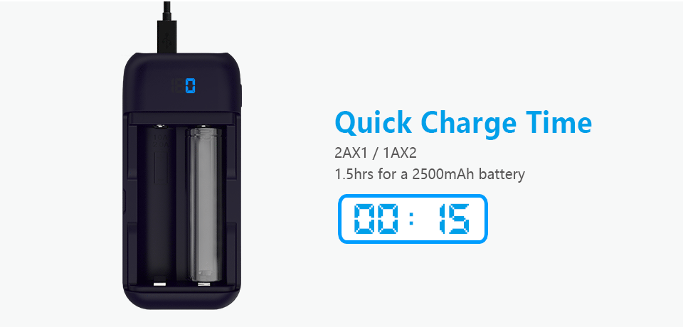 XTAR PB2 Rapid Smart Phone Power Bank & Hidden LCD Display 18650 Battery Charger 2Slots EU Plug