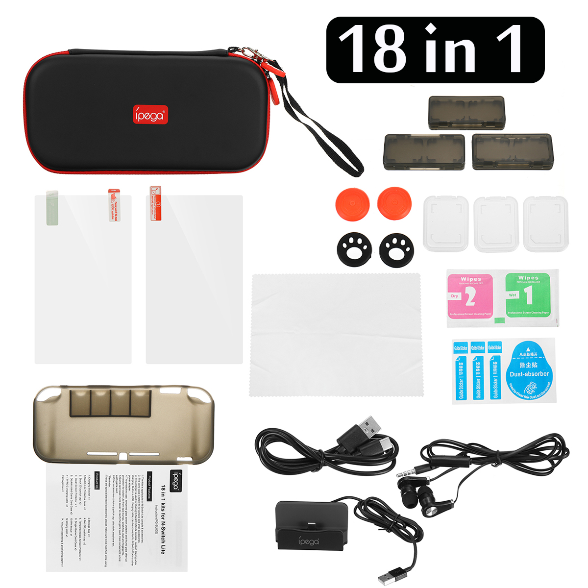 Switch Lite Bag Shell Cover Film Thumb Grip Carry Case Headset Charging Cable Charger For Switch Lite