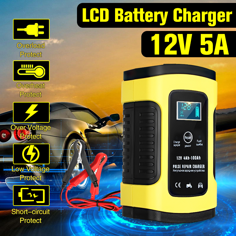 110-220V 12V 6A Battery Charger Automatic Maintainer Portable Smart Lead Acid Batteries