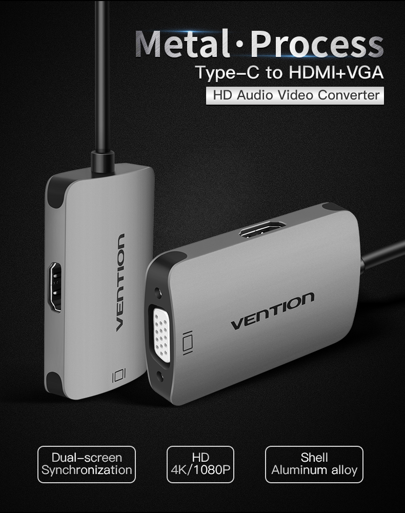 Vention CGKHA USB-C Hub Type-C to HDMI-compatible 4K 1080P 60Hz Adapter VGA Converter for TV Projector Hub