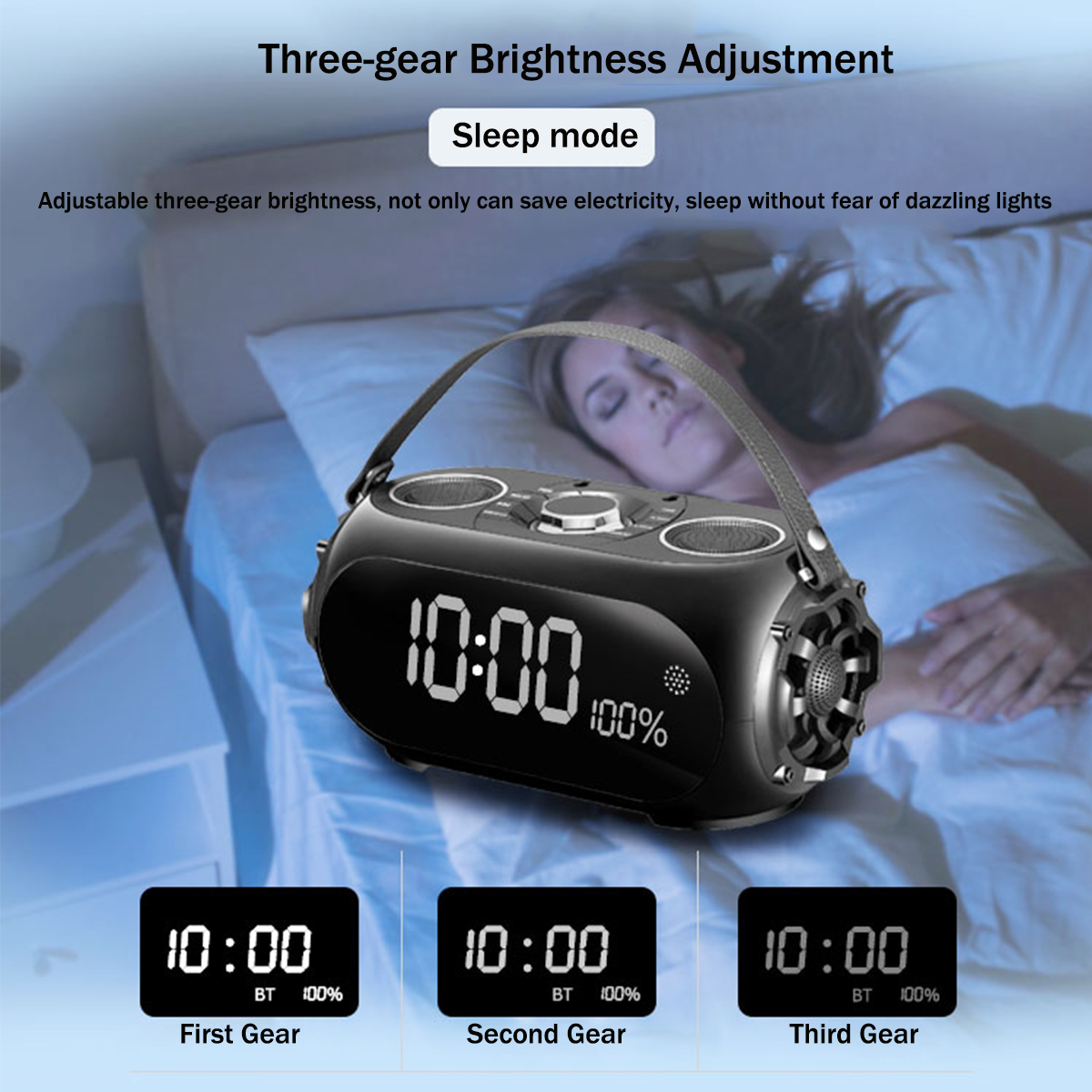 Portable Wireless Bluetooth 4.2 AUX TF USB Bass Speaker with Alarm Clock Function 13