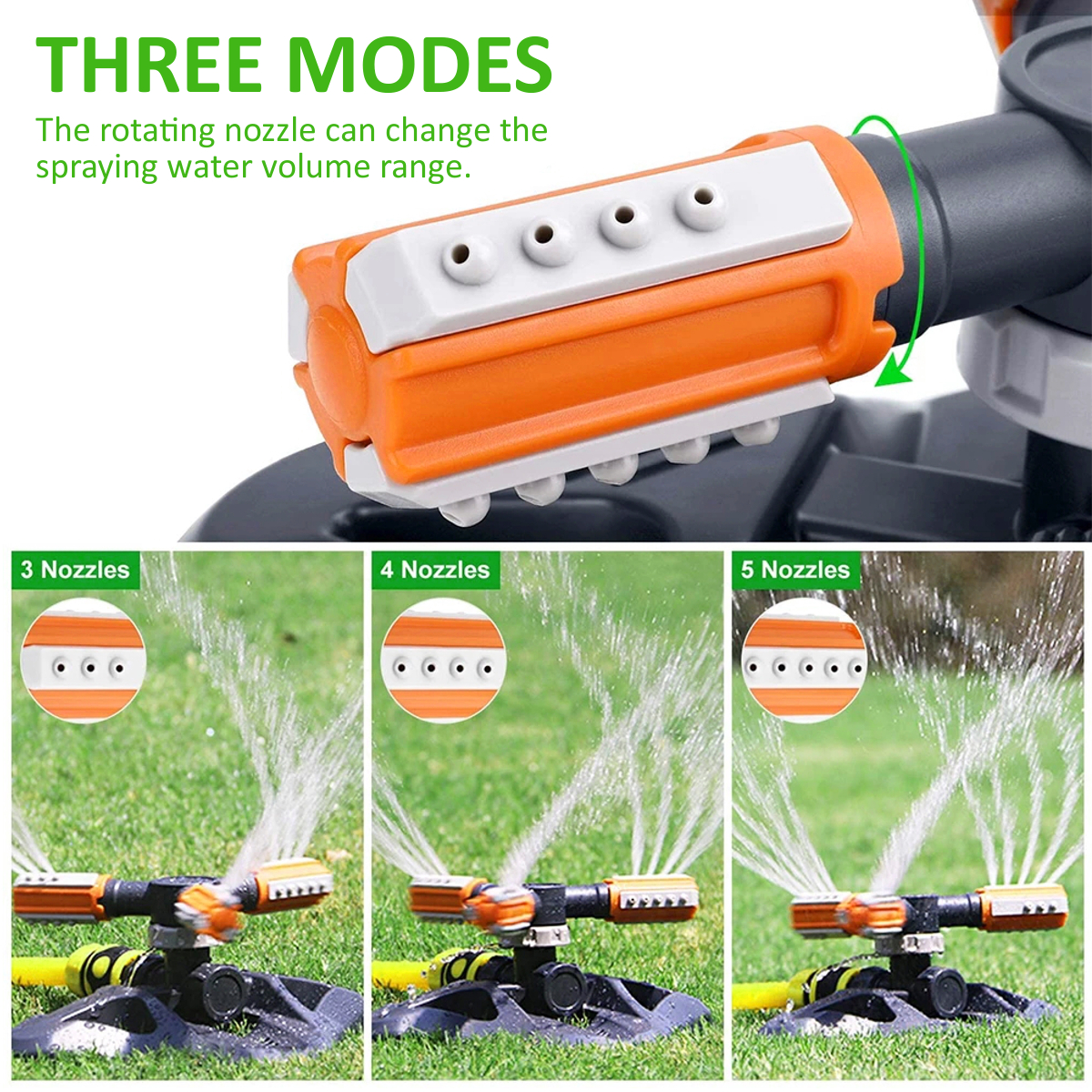 3 Arms Automatic 360° Rotation Lawn Sprinkler Spray Head Garden Irrigation Watering Tool
