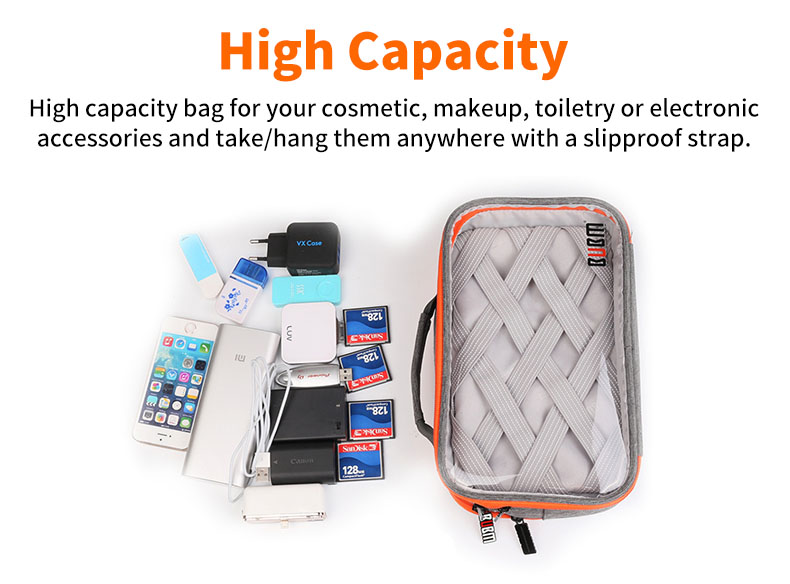 BUBM TTR Multi-functional Portable Transparent Electronics Accessories Organizer Cosmetic Bag