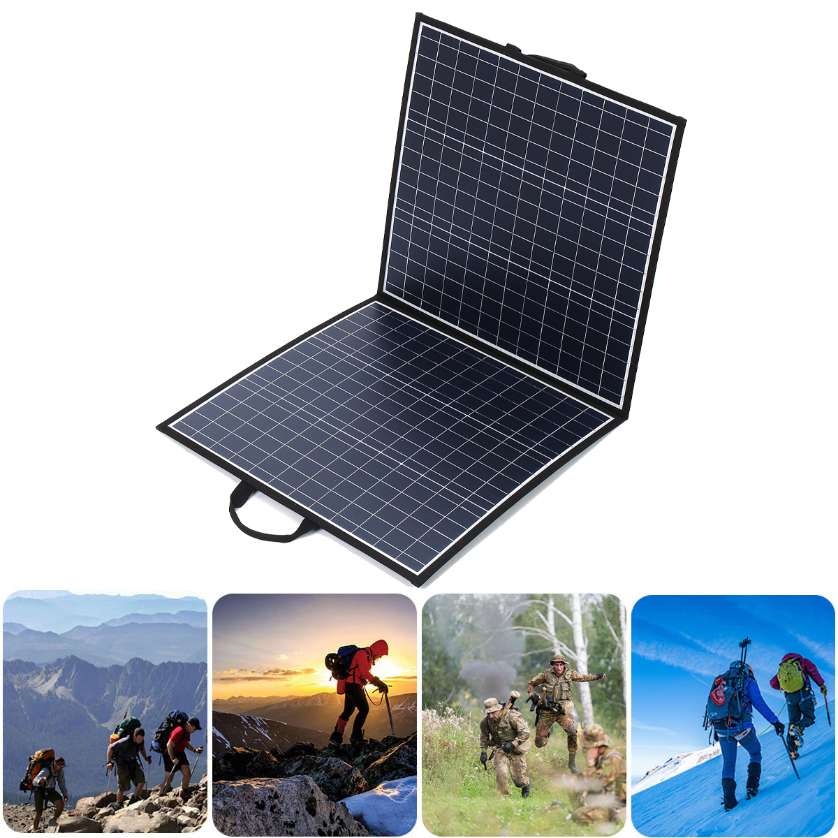 ECSEE Portable Foldable 100W Solar Panel Charger USB Output For Outdoor Camping
