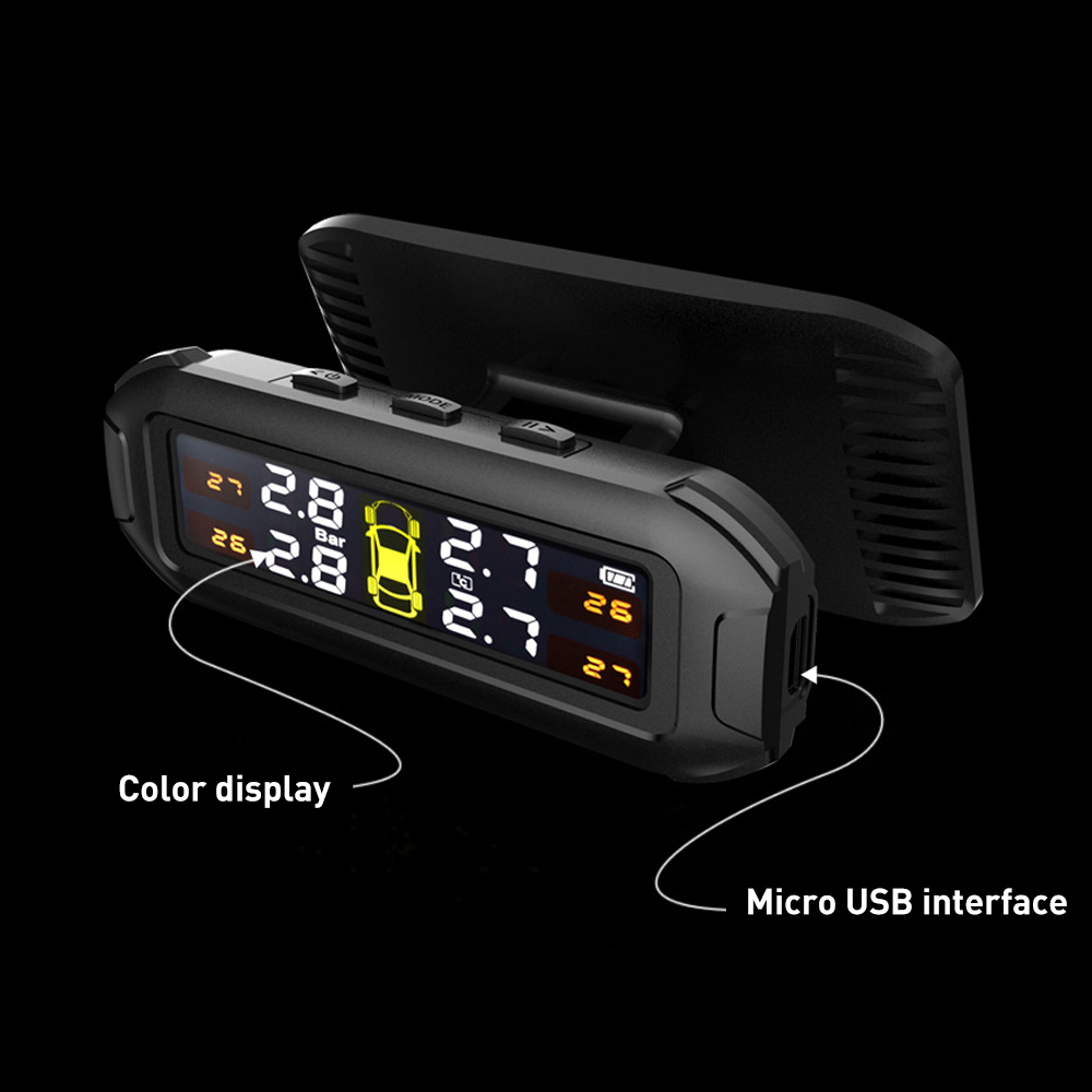 Universal Car Solar Wireless Tyre Tire Pressure Monitor LCD Tester+4 Sensors
