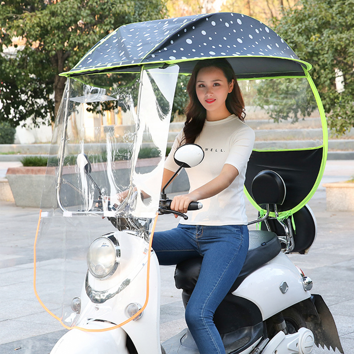 Tenda de chuva scooter elétrica solar proteção contra chuva para motocicleta toldo toldo pára-brisa