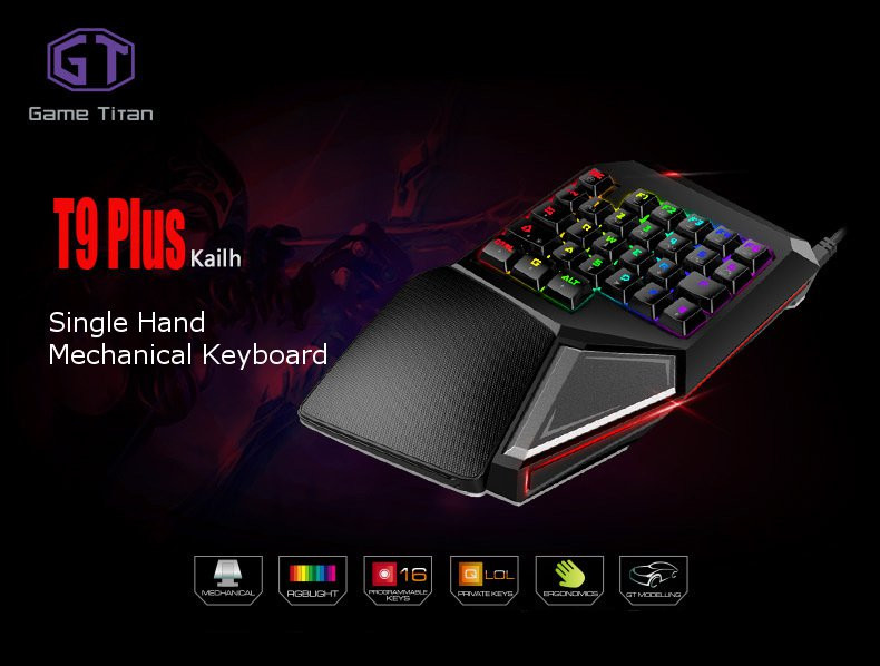 Original Delux T9 Plus One-hand 29keys Wired USB Gaming Mechanical keyboard