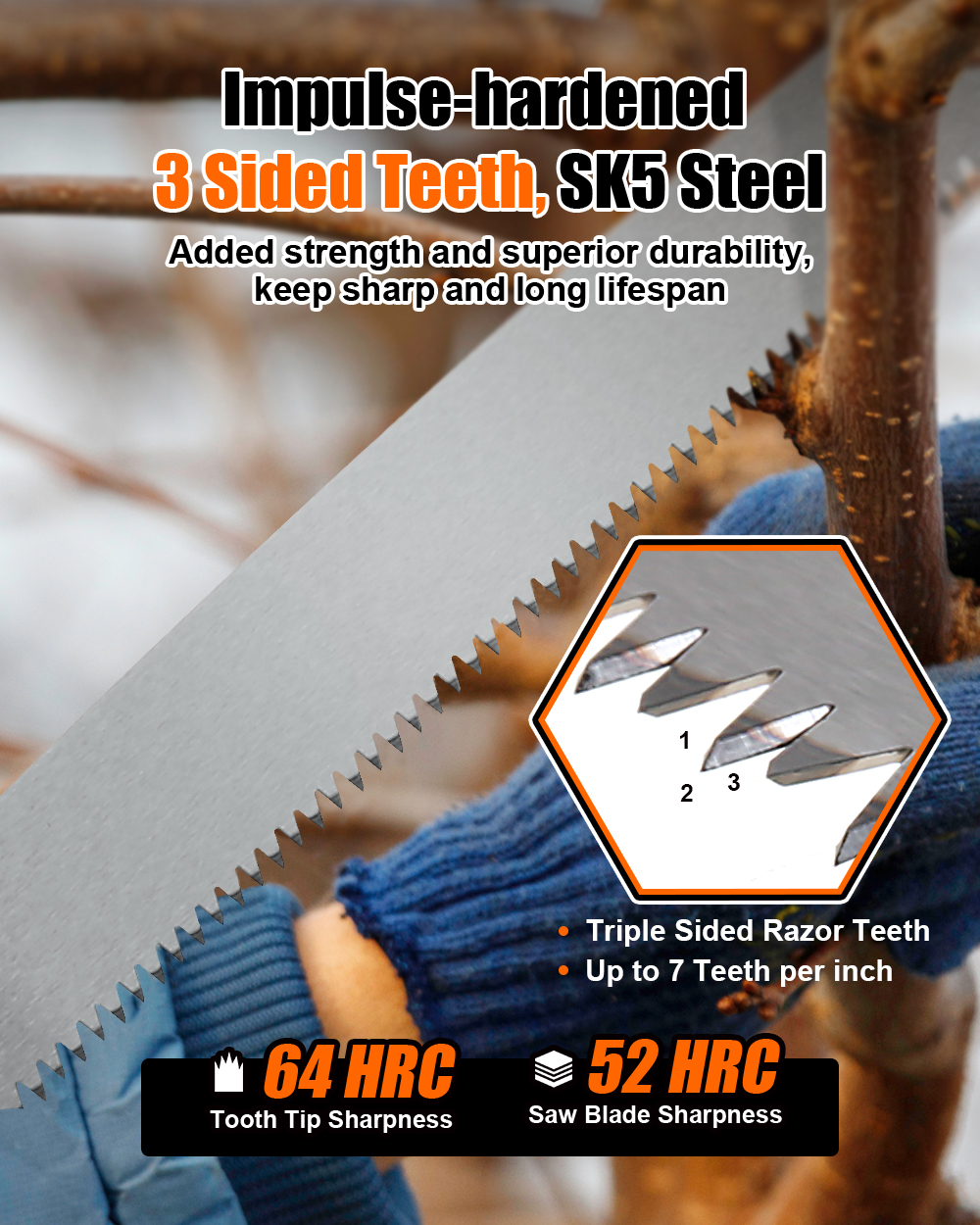 TOPSHAK TS-DS5 350mm Straight Saw Use for Gardening, Camping, Tree Trimming, Cutting Wood Branches
