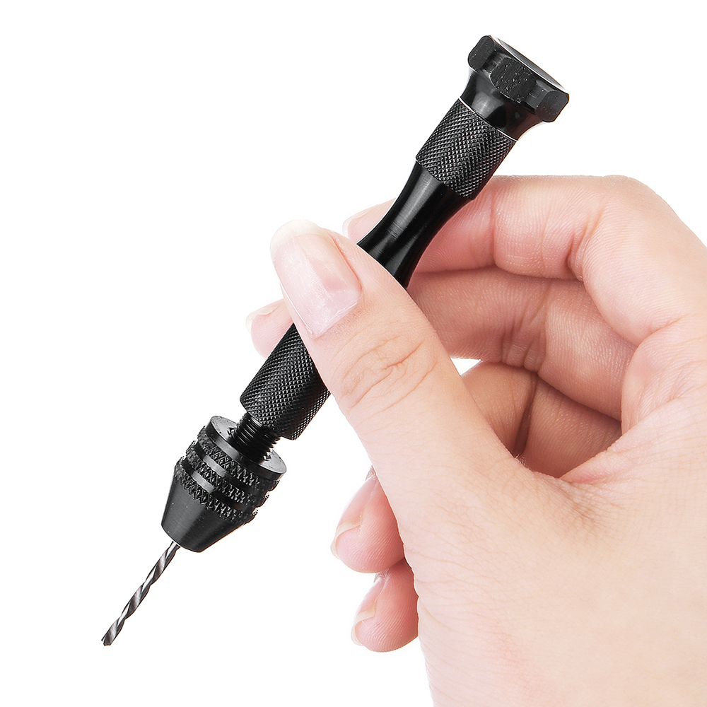 0.3-3.8mm Mini Aluminum Hand Drill with Twist Drill Bits Chuck Drilling Rotary Tools - Photo: 8