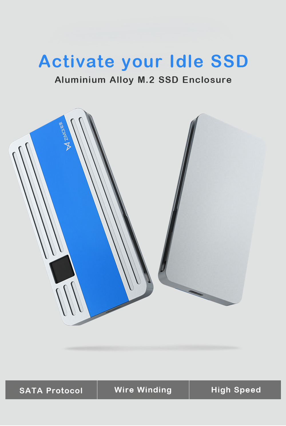 MaiBenBen F2 Aluminum Alloy Type-C USB 3.0 to M.2 NGFF 2232 2242 2260 SSD Hard Drive Enclosure 21