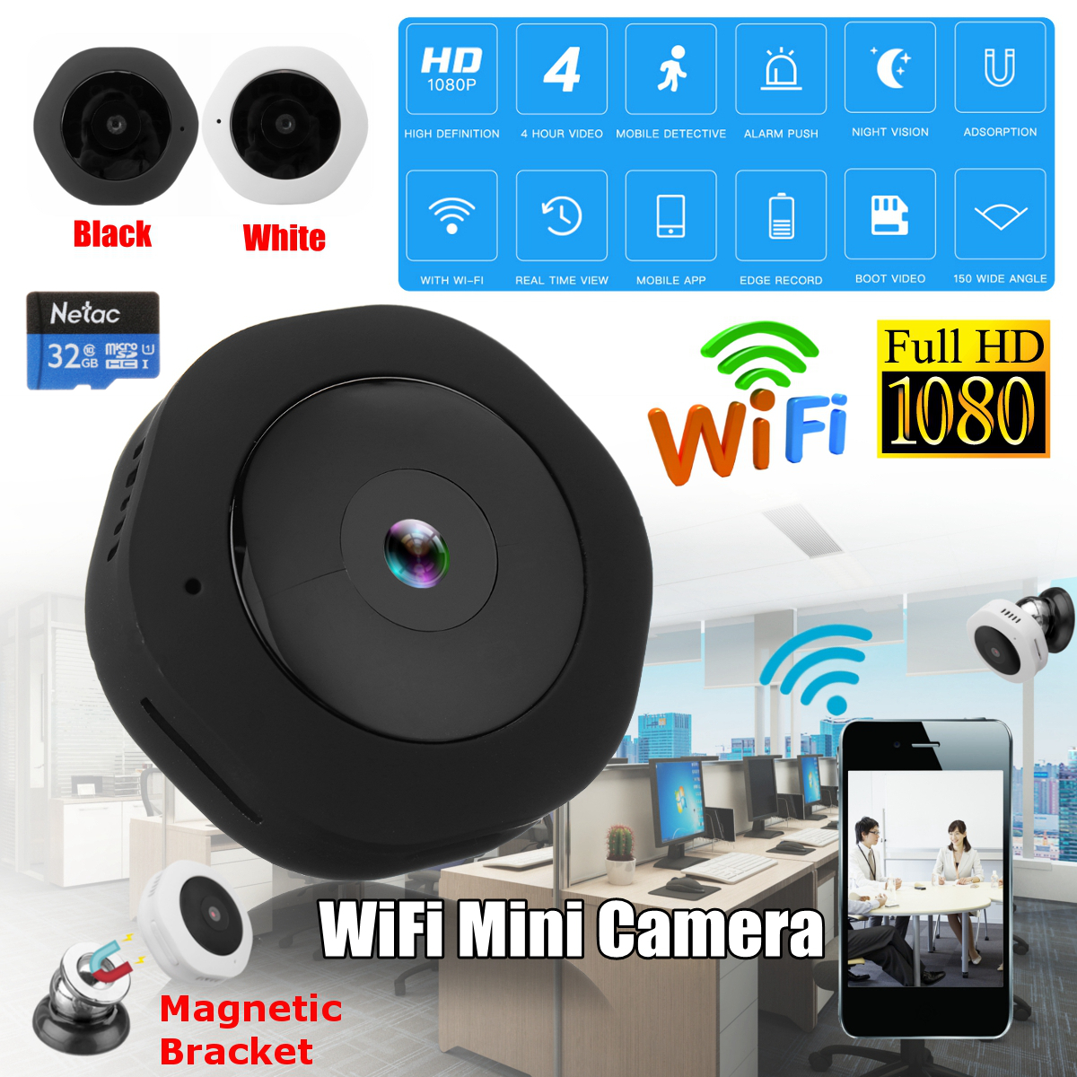 H6 Mini IP Camera Wireless WiFi HD 1080P 120° Night Vision Home Security Camera 13