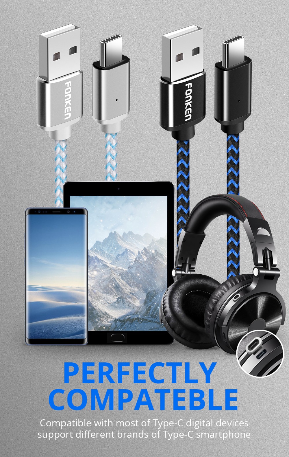 FENKON 2.4A Micro USB Type C Magnetic Nylon Braided Fast Charging Data Cable For Oneplus 7 Pocophone HUAWEI P30 Mate20 MI9 S10 S10+