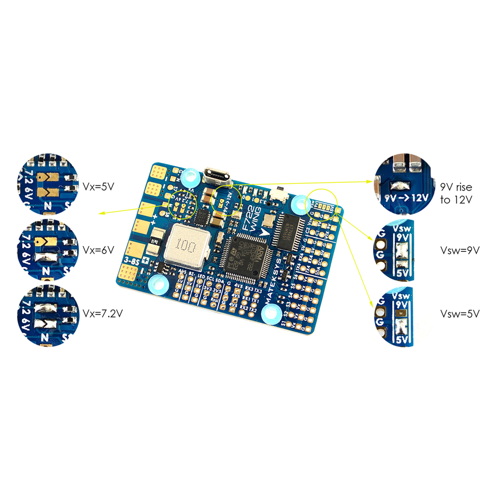 Matek Systems F722-WING STM32F722RET6 Flight Controller Built-in OSD for RC Airplane Fixed Wing - Photo: 8