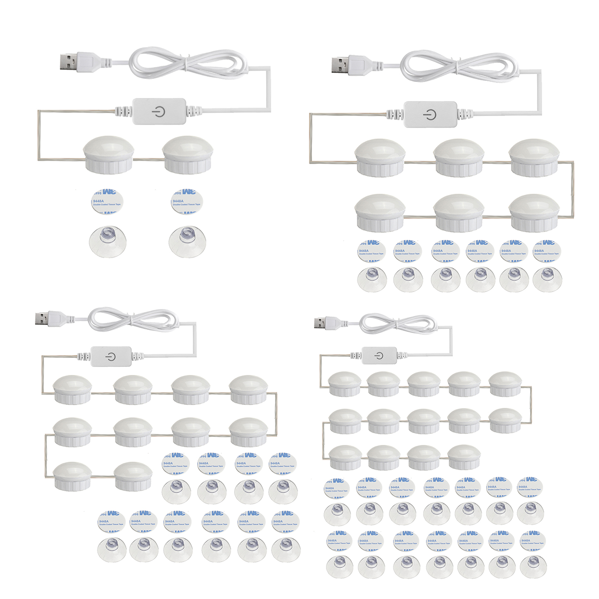 2/6/10/14 Bulbs LED Kit de luzes de lâmpada de espelho regulável Vanity para Maquiagem Hollywood