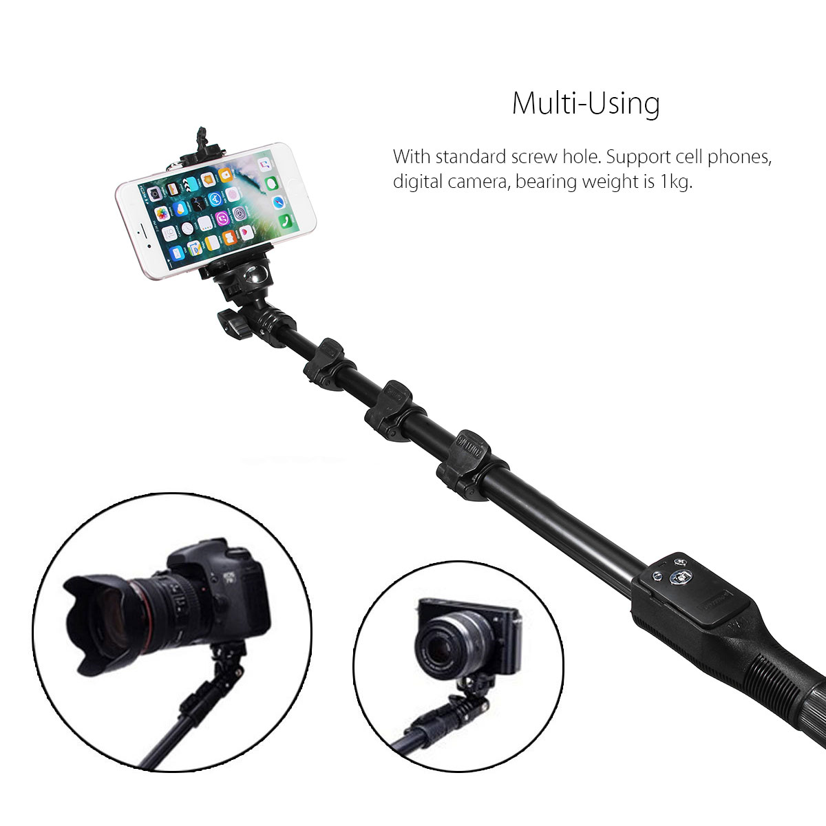 bluetooth Wireless Remote Control Extendable Handheld Selfie Stick Monopod + Tripod for Camera Mobile Phones