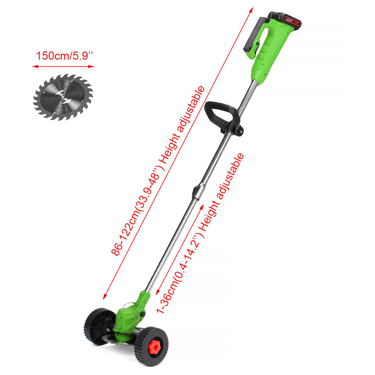 1500W Cordless Electric Grass Trimmer Weed Eater Edger Lawn Mower W/ 1/2 Battery