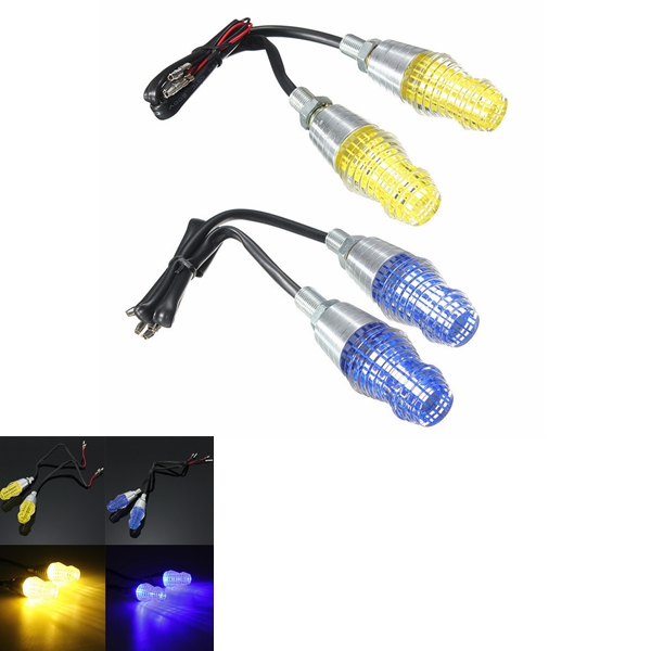 3W Bulb Universal Motorcycle Bike LED Light Turn Signals Blue/Yellow