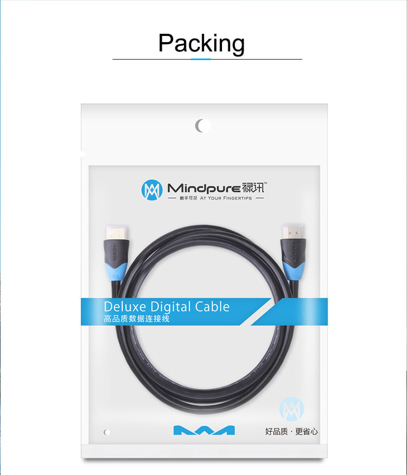 Mindpure HD001 HD Cable 4K 3840*2160 Video Cord 0.5/1/1.5/2/3M Long For TV Computer