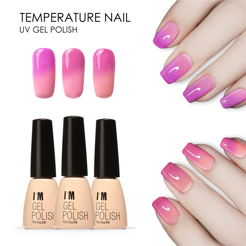 FOCALLURE Temperature Color Change UV Gel Polish Nail Art Varnish Manicure 7ml 30 Bright Colors