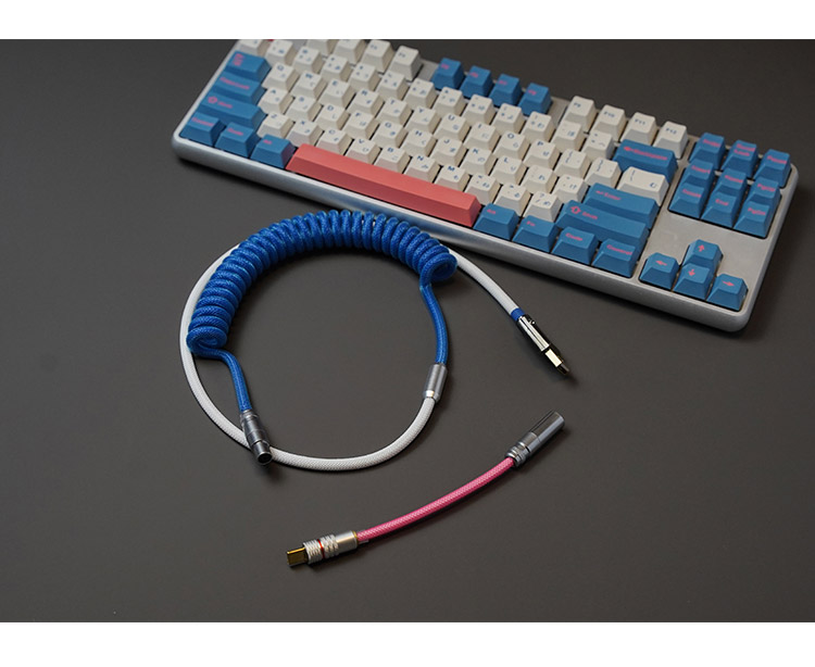 MechZone Handmade Coiled Cable Keyboard Coil Type-C Mini USB DIY Coiled Cable Data Cable USB C Aviation Connector for Mechanical Keyboard