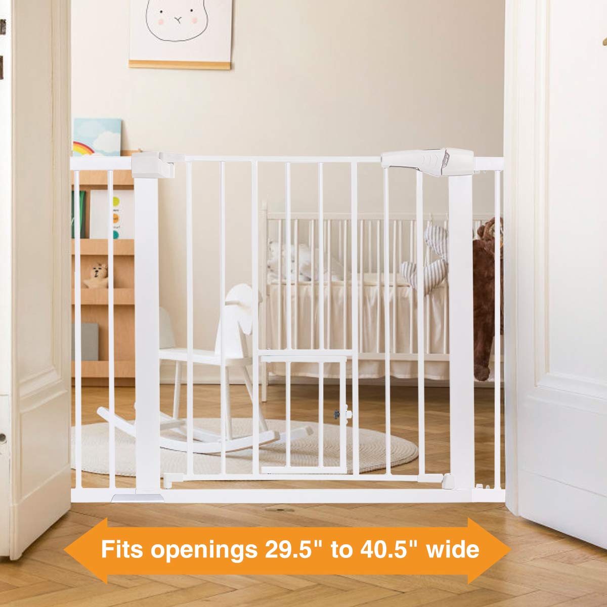 Comomy Extra Wide Baby Gate Baby Fences Kids Play Gate Large Pet Gate with Swing Door For Doorway Stairs