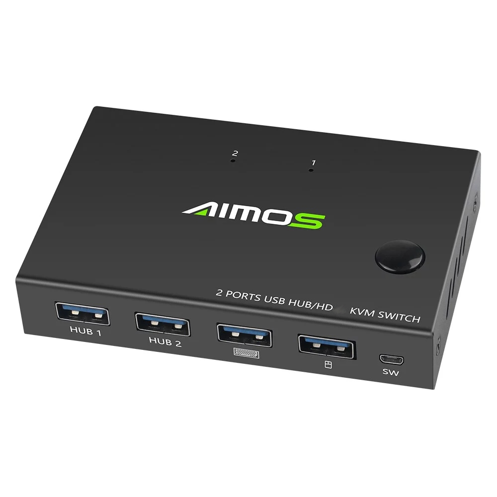 AIMOS HD KVM Switch Caixa Hub USB Exibição de Vídeo Switcher USB Splitter para 2 PC PS4 Compartilhando o mouse de teclado da impressora AM-KVM201CC
