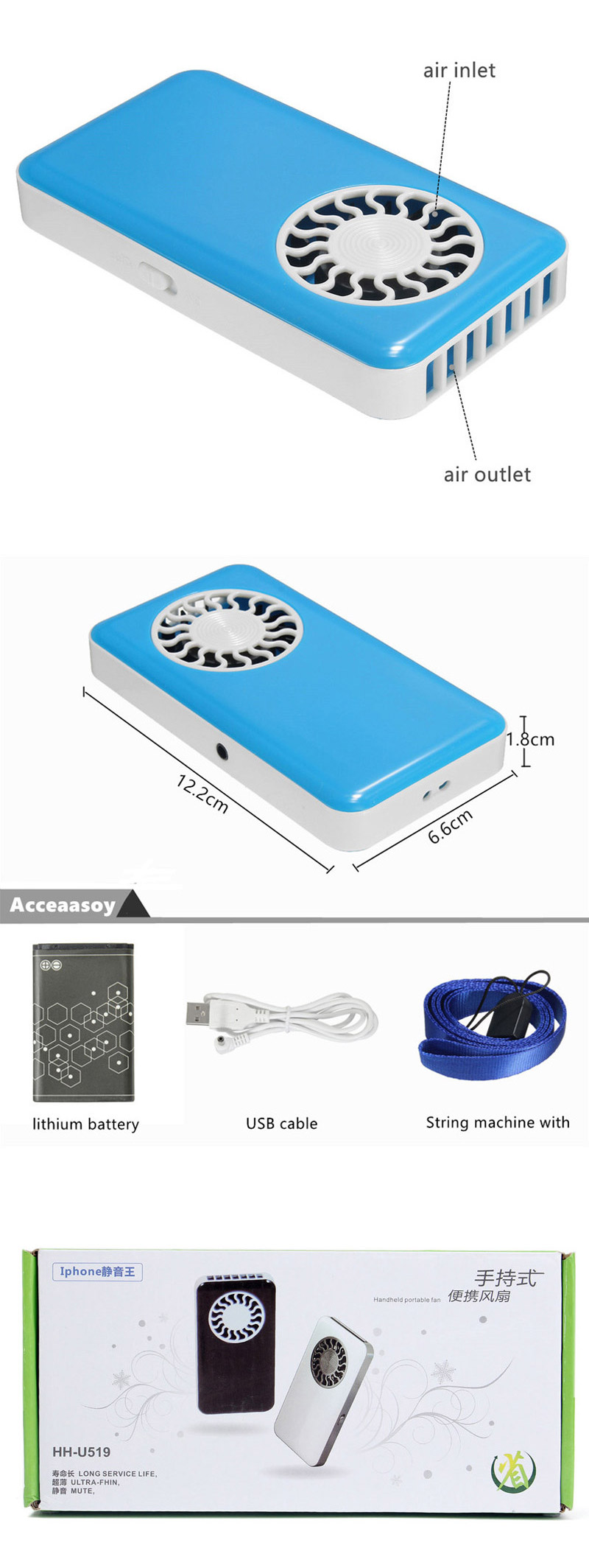 Portable Handheld USB Mini Cooler Fan With Rechargeable Battery 8
