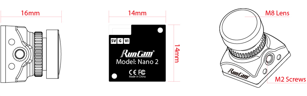 RunCam Nano 2 1/3" 700TVL 1.8mm/2.1mm FOV 155/170 Degree CMOS FPV Camera for FPV RC Drone - Photo: 3