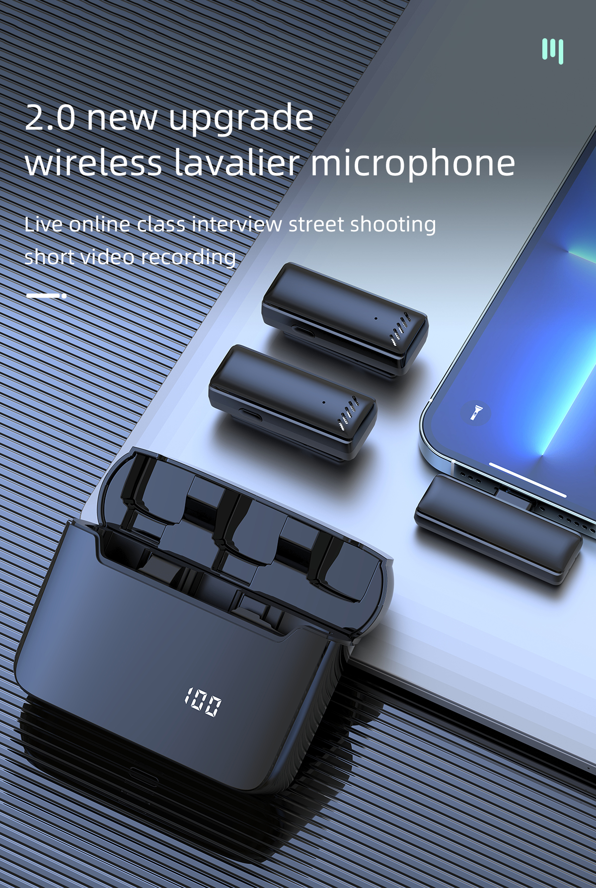 S11 Wireless Lavalier Microphone 300mAh Battery Automatic Noise Reduction for Online Teaching Recording with Charging Case