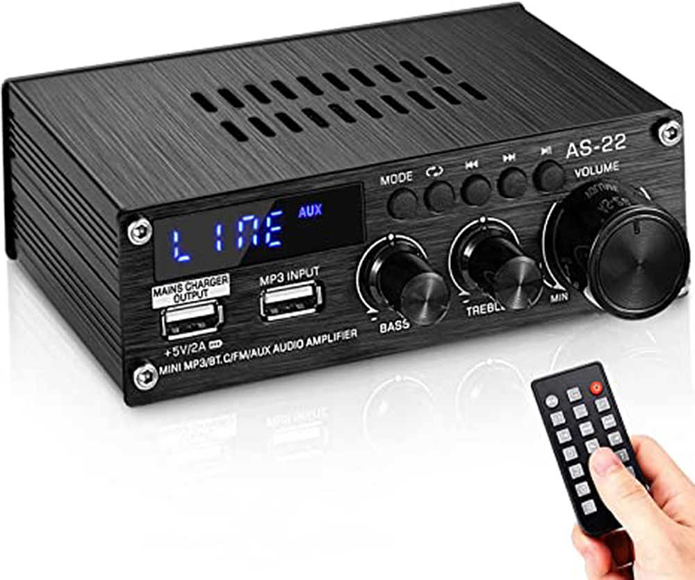 AirAux AS-22 Mini bluetooth Stereo Digital Amplifier 45W MAX RMS 300W Hi-Fi Class D 2 Channel Integrated Amp Power Amplifier