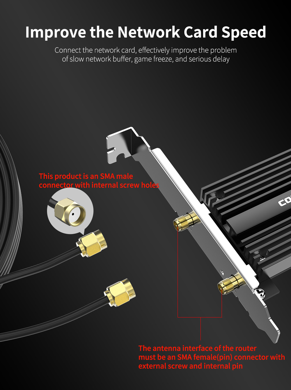 Comfast 2.4G + 5G Dual Band 6dbi Wireless High Gain Antenna Booster Base RP-SMA Connector for Wireless Router Network Card