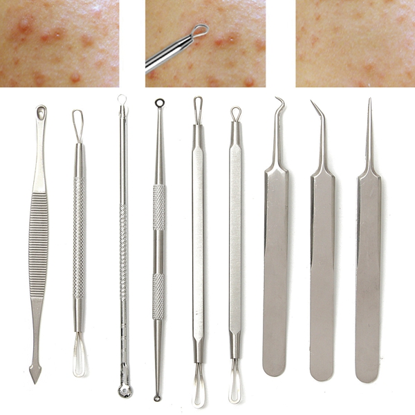 Y.F.M� 9pcs Multipurpose Pimples Acne Blackhead Remover Cleansing Tool Kit Set Stainless Steel