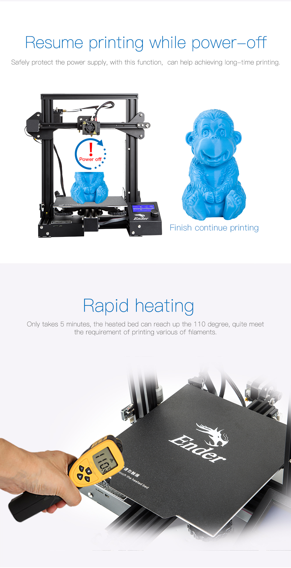 Creality 3D® Ender-3 Pro V-slot Prusa I3 DIY 3D Printer 220x220x250mm Printing Size With Magnetic Removable Platform Sticker/Power Resume Function/Off-line Print/Patent MK10 Extruder/Simple Leveling 9