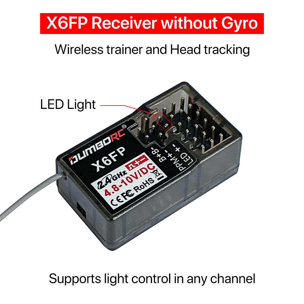 DumboRC X6FP 2.4GHz 6CH Light Control RC Receiver With Trainer Function for X4 X5 X6 X6PM Radio Transmitter