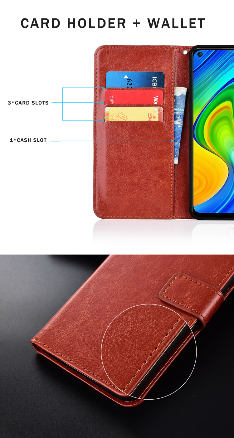 Bakeey Magnetic Flip with Multiple Card Slot Foldable Stand PU Leather Shockproof Full Cover Protective Case for Xiaomi Redmi Note 9 / Redmi 10X 4G Non-original