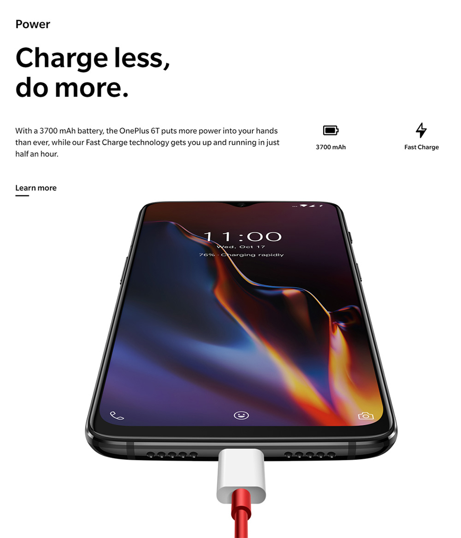 OnePlus 6T 6.41 Inch 3700mAh Fast Charge Android 9.0 8GB RAM 256GB ROM Snapdragon 845 4G Smartphone