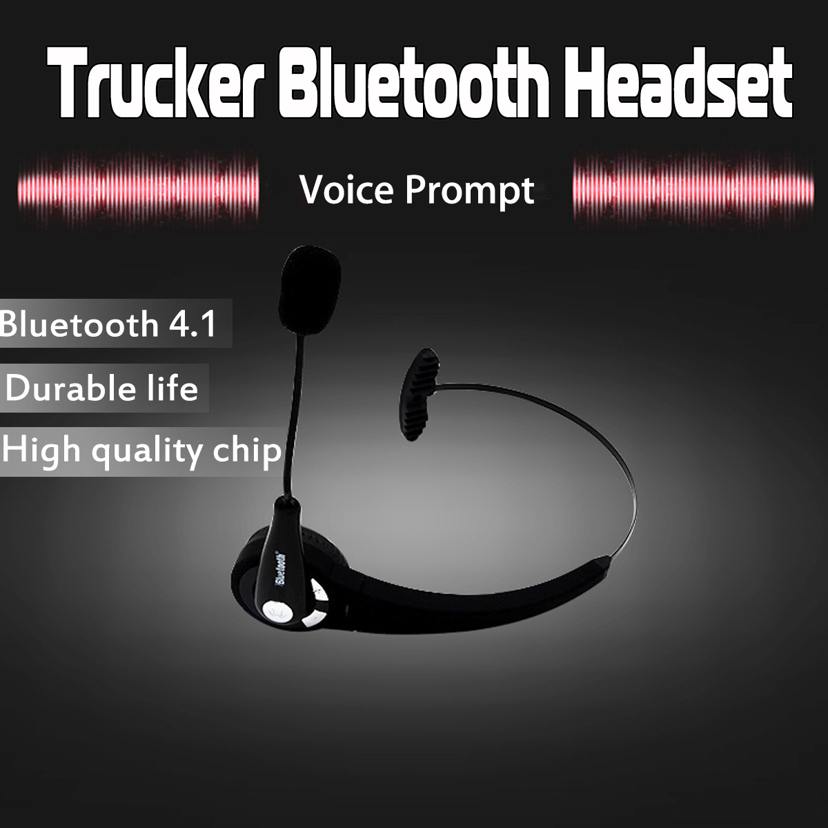 Trucker Driver Headset bluetooth Wireless Earpiece Headphone Handsfree With Mic
