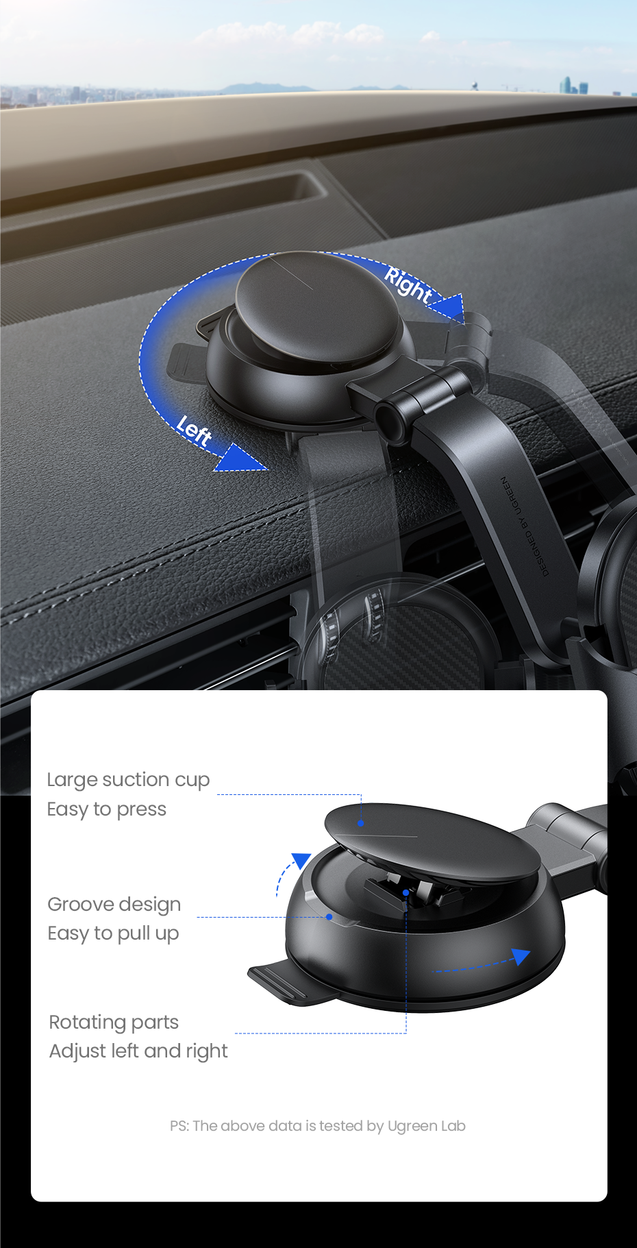 UGREEN Waterfall-shaped Suction Cup Car Holder Gravity Dashboard Phone Holder Universial Mobile Phone Support For iPhone 14 13 Pro Xiaomi for Samsung