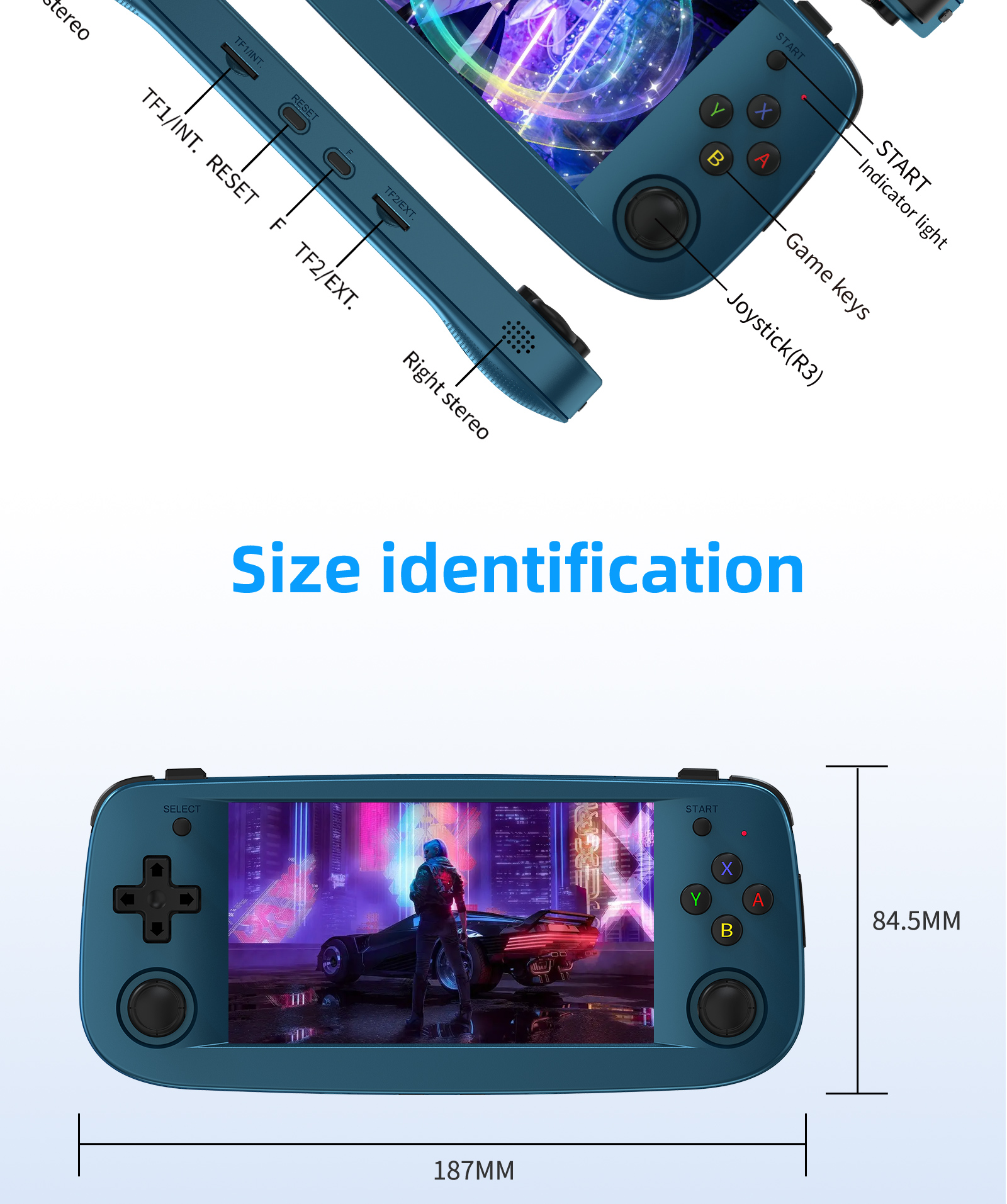 ANBERNIC RG503 RK3566 64 Bit 1.8GHz 80GB 20000 Games Handheld Game Console 4.95 inch OLED Screen for PSP DC PCE N64 5G WiFi MoonLight Sreaming Support bluetooth 4.2 Gamepad TV Output Linux System Video Game Player
