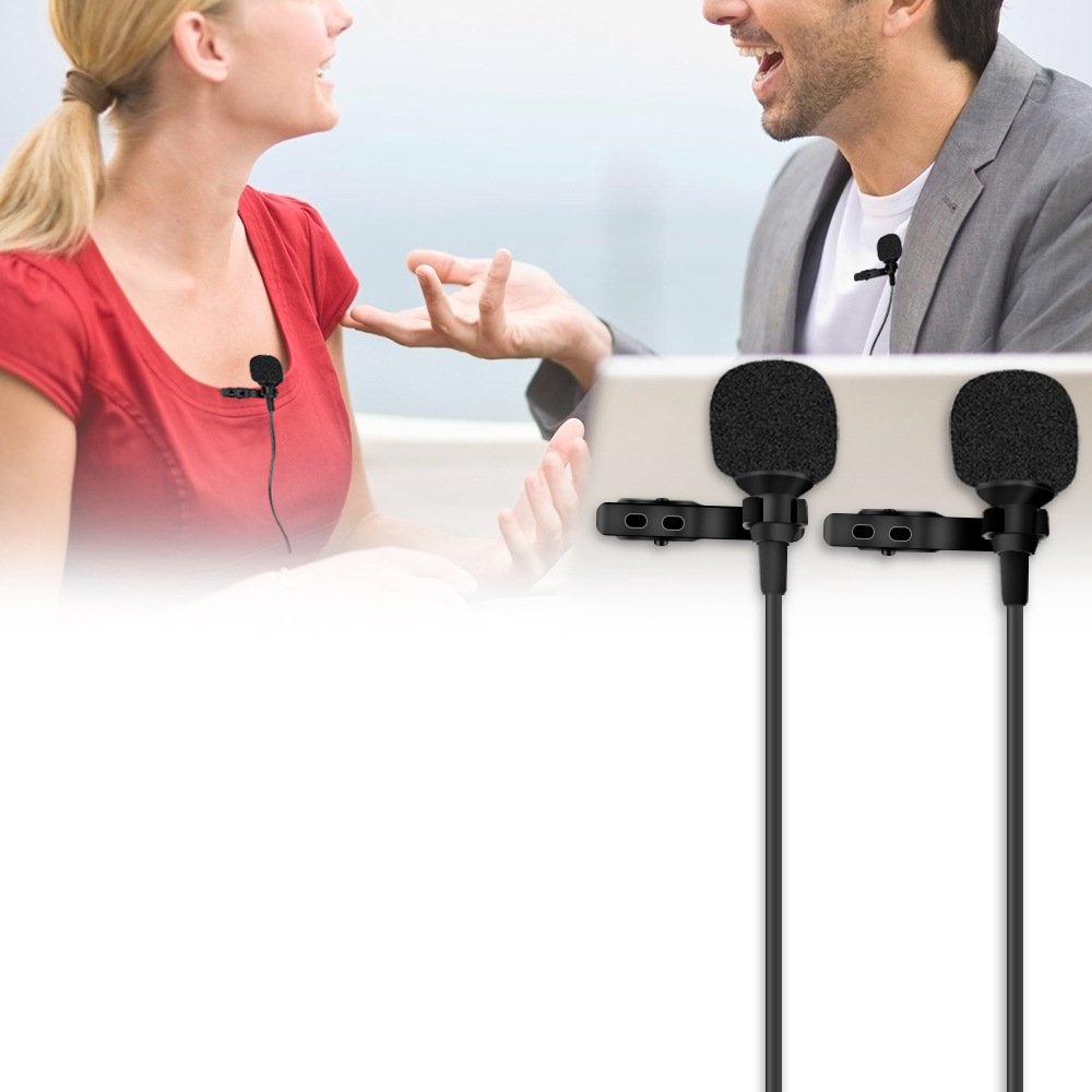 Double Head Live Interview Microphone With 3.5mm Plug 1.5m Cable For DJI OSMO Pocket Gimbal Android iOS Smartphone - Photo: 9