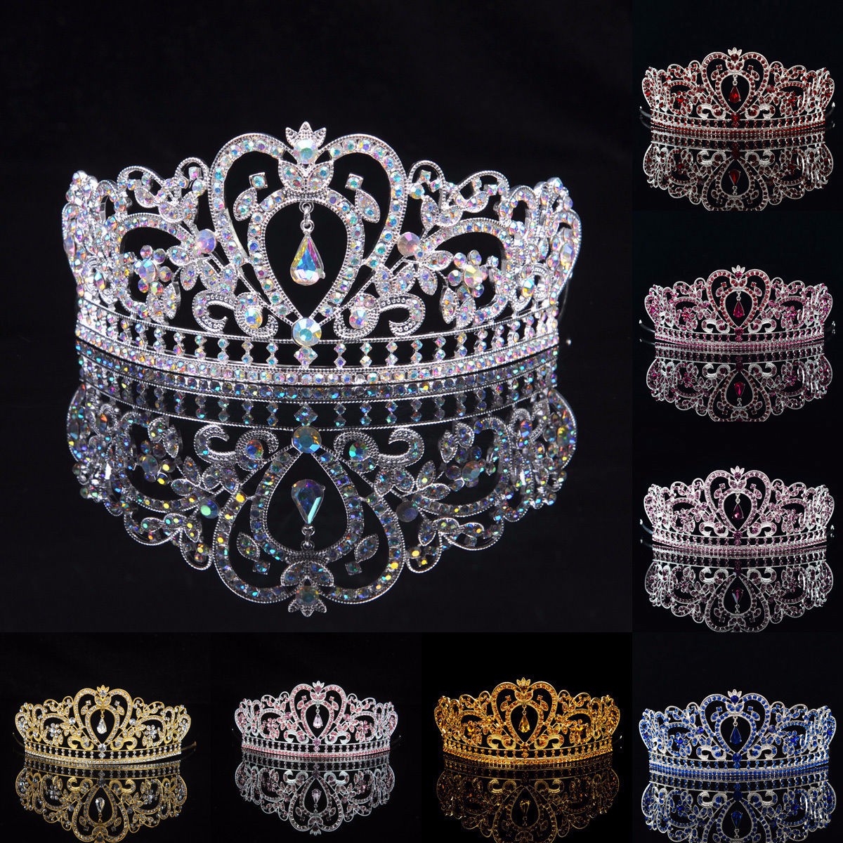 

Невесты Rhinestone Crystal Свадебное Tiara Crown Prom Pageant Princess Crowns Bridal Veil Headbrand
