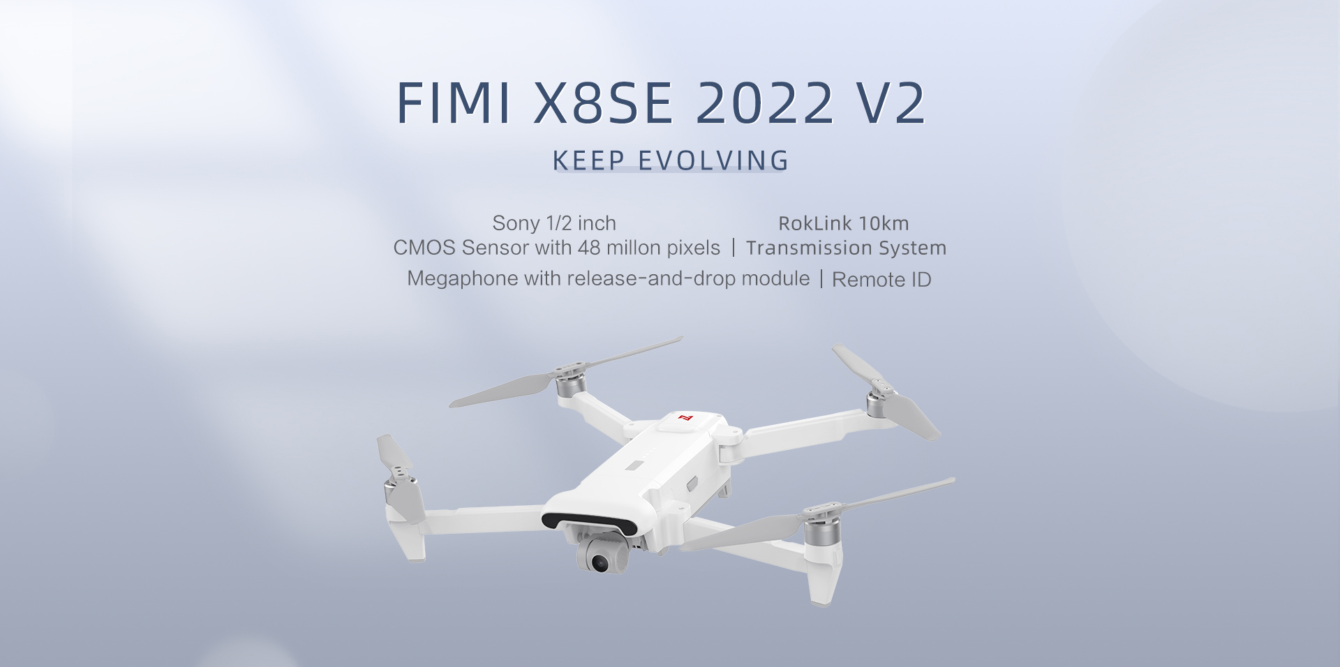 FIMI X8 SE 2022 V2 10KM FPV With 3-axis Gimbal 4K Camera GPS RC Drone Quadcopter RTF Two Batteries Version With Storage Bag Airthrow Megaphone Module