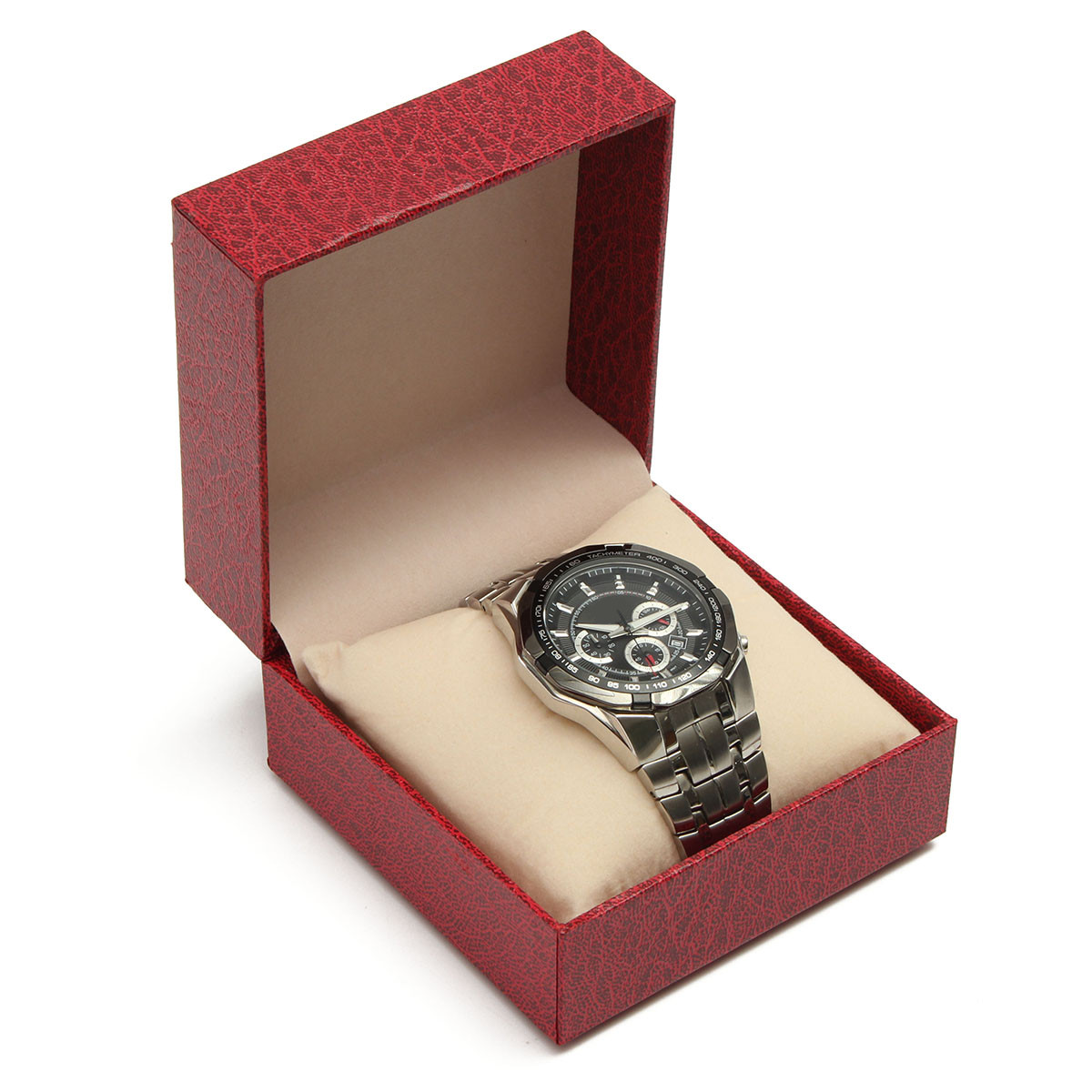 Red Clamshell Wristwatch Bracelet Jewelry Gift Display Storage Box Case Holder