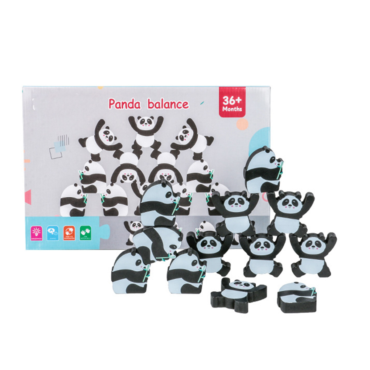 Wood Balancing Stacked Stones Rainbow Monkey/Bear/Panda Hercules Puppet Building Block Montessori Toys for Kids Gift - Photo: 7