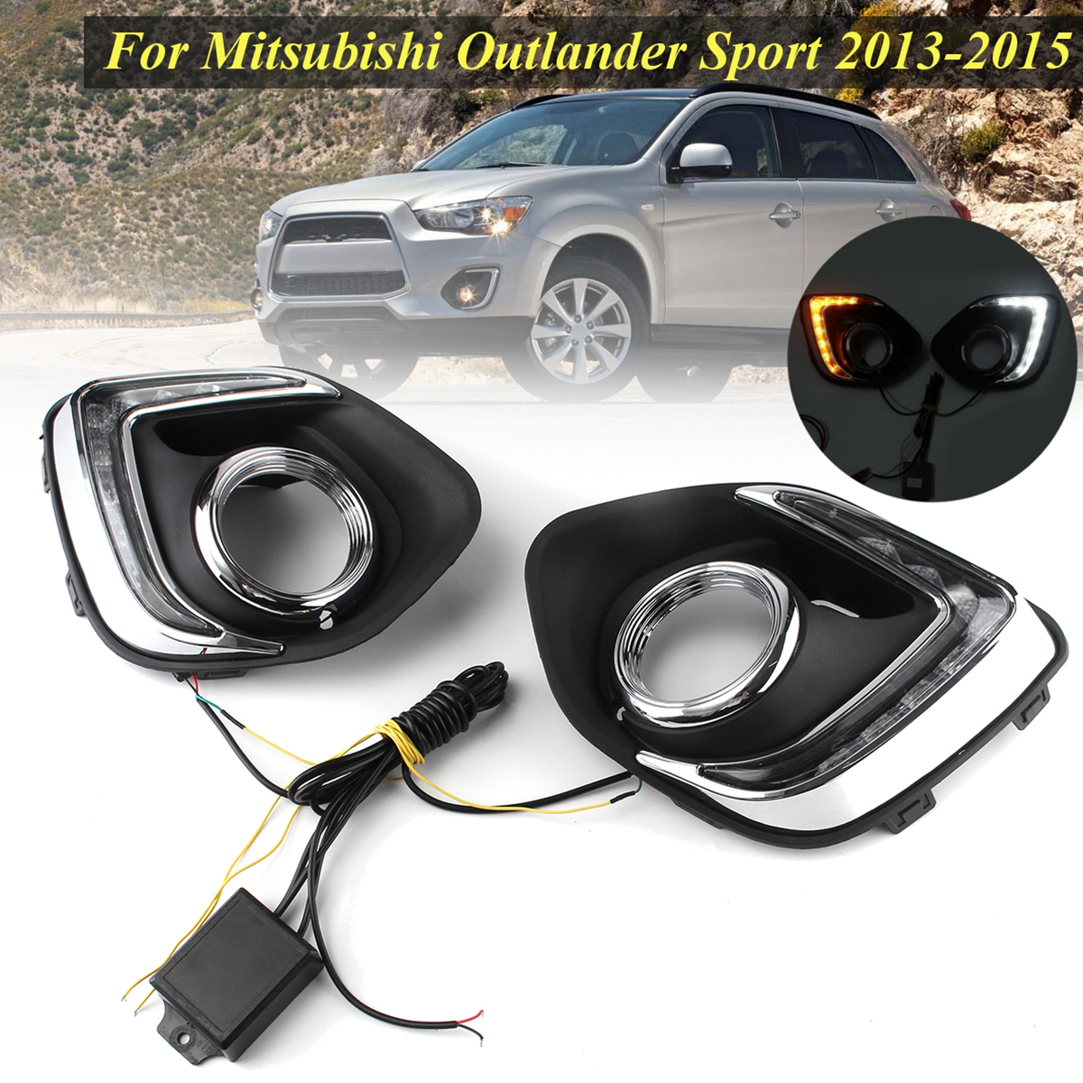 12V 6000K Car Daytime Running Lights Turn Signal Lamp for Mitsubishi ASX Outlander Sport 2013-2015