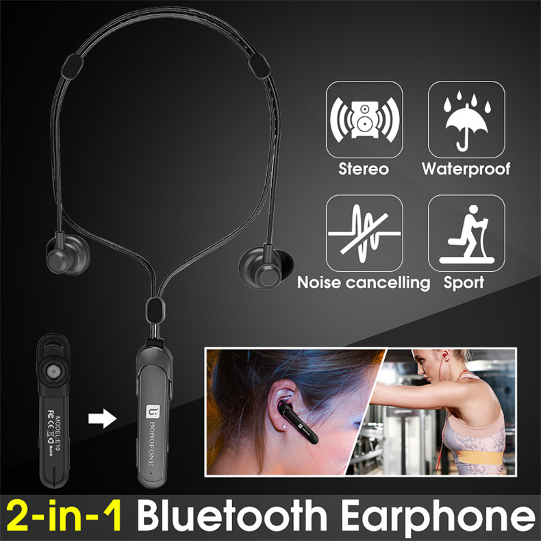 Borofone BE10 2 in 1 Business Sport Water-proof Noise-cancelling Bluetooth Earphone Earbud with Mic 10
