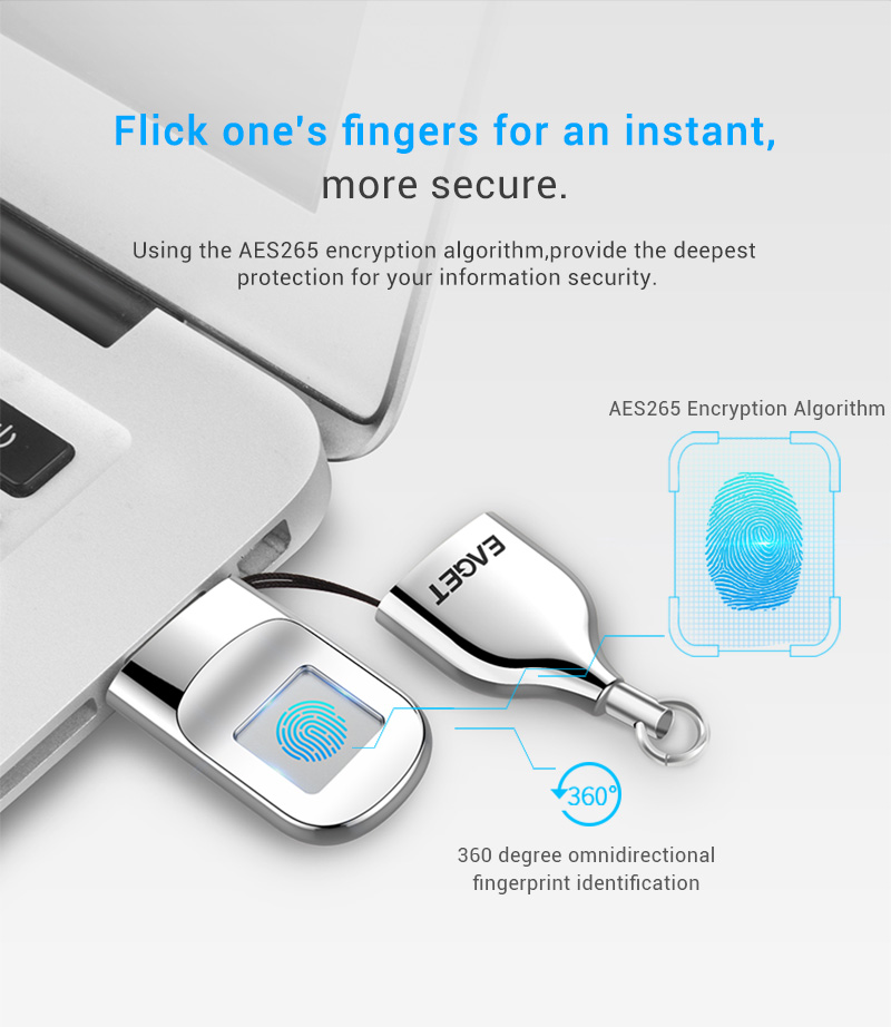 EAGET FU5 Fingerprint Encryption USB 2.0 Pen Drive USB Flash Drive 32G 64G 56
