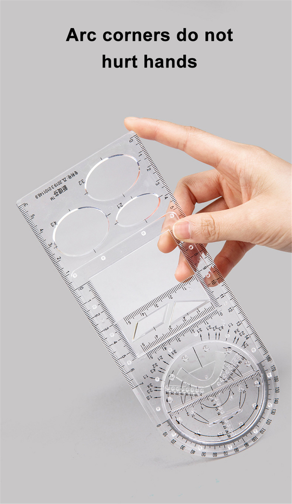 Multi-function Drawing Ruler Three Version Art Rotatable Mathematics Ruler Geometry Ellipse Pattern Ruler For Students Office School Stationery