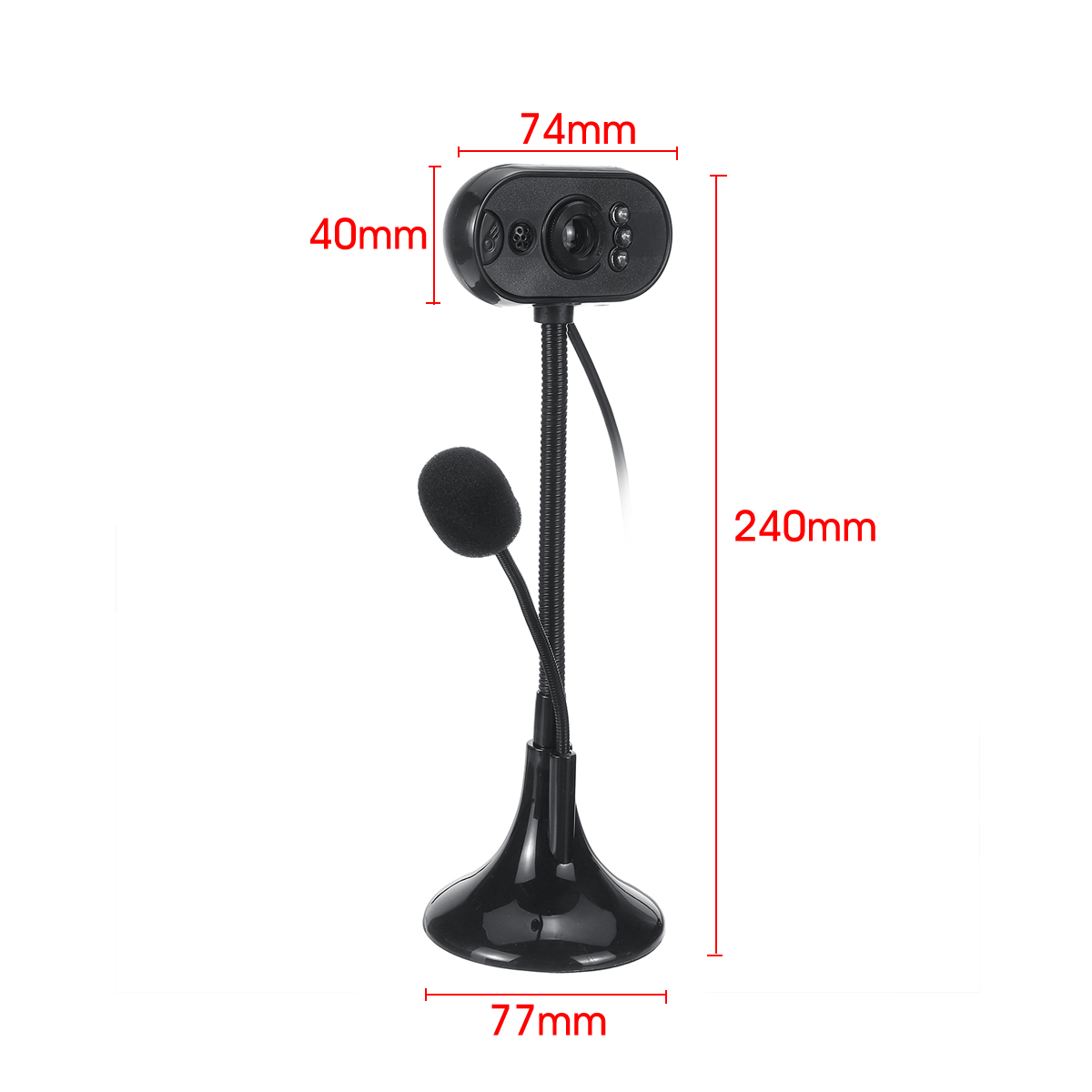 HD Webcam with Microphone Night Vision Camera 480P/720P/1080P USB Computer Desktop Web Cam Facecam Adjustable Rotation