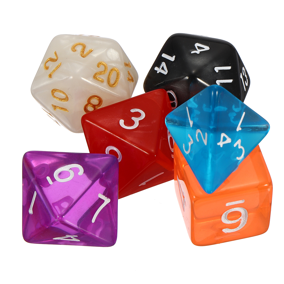 

42Pcs Multi Sided Acrylic Polyhedral Dice Set 6 Colors Role Playing Game Patry Gadget with Bags